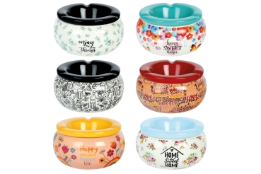 Windaschenbecher Keramik bunt 6er Set Aschenbecher